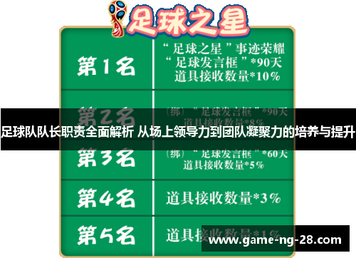 足球队队长职责全面解析 从场上领导力到团队凝聚力的培养与提升